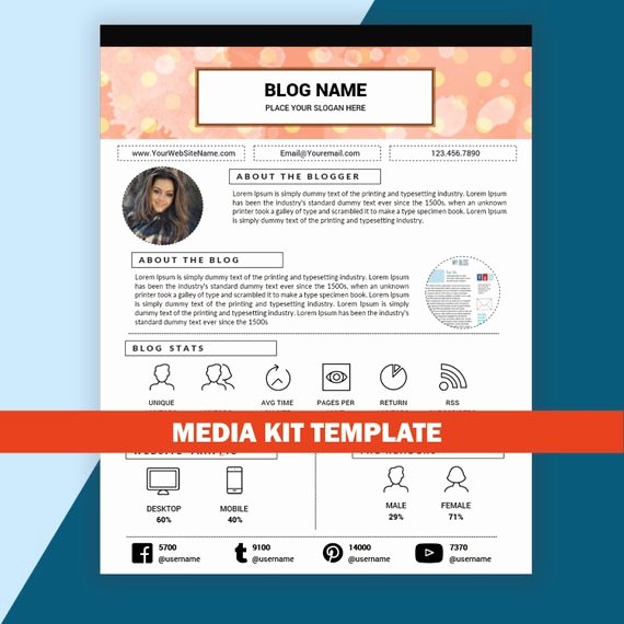 Free Media Kit Template Elegant Blog Media Kit Template Mixed Media Kit Instant by Resumesouk