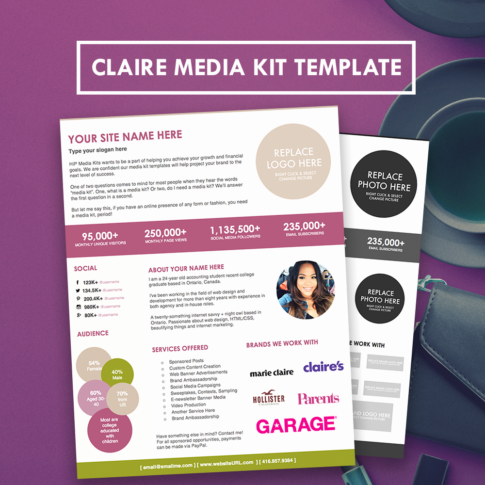 Free Media Kit Template Luxury Blogger Media Kit Press Kit Template Hipmediakits