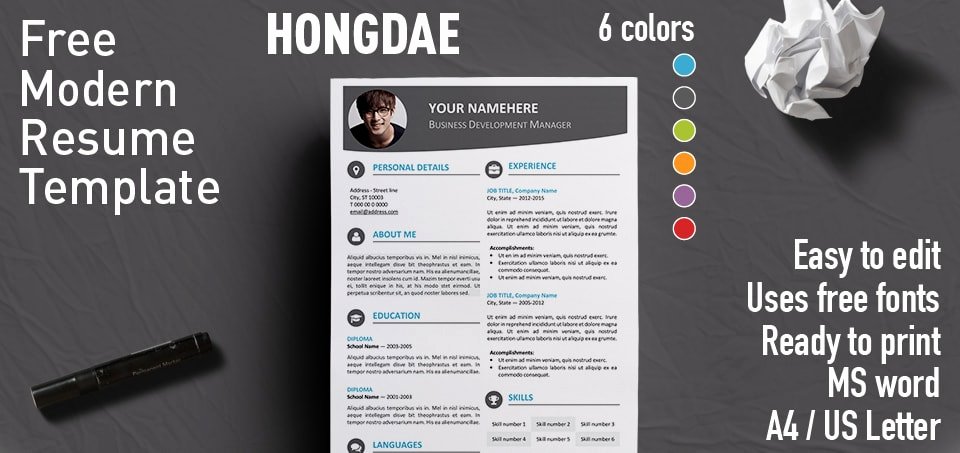 Free Microsoft Word Templates Best Of Hongdae Modern Resume Template