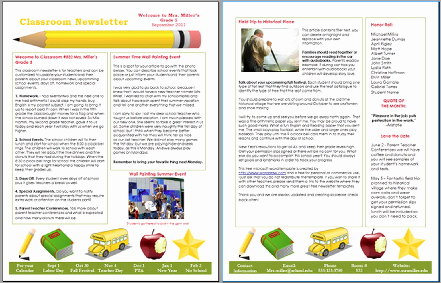 Free Newsletter Templates Word New School Newsletter Templates