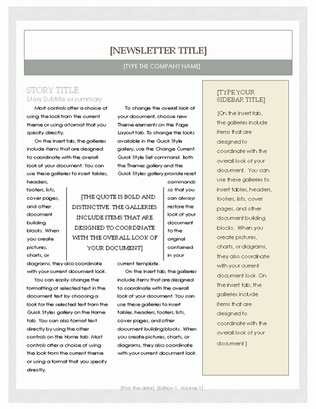 Free Newsletter Templates Word Unique Microsoft Word Newsletter Templates