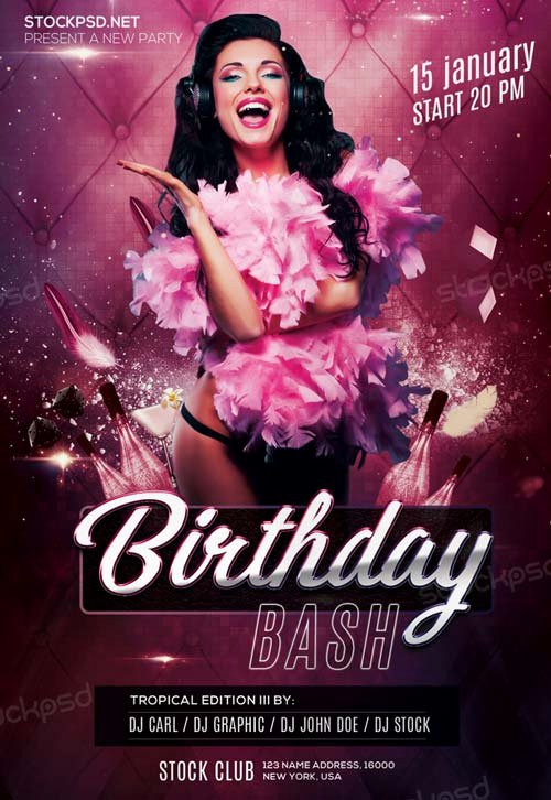 birthday bash party free psd flyer template