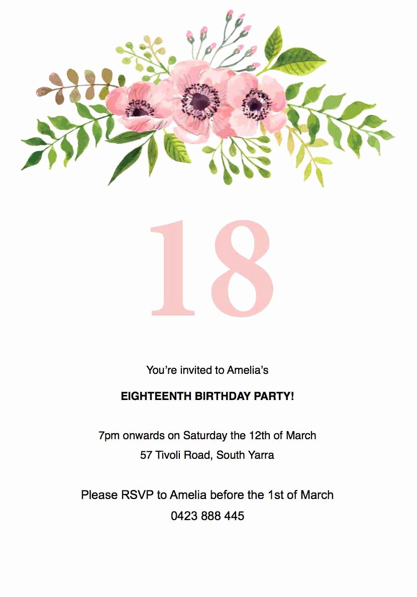 Free Party Invitation Templates Lovely Floral Birthday Invitation Template Paperlust