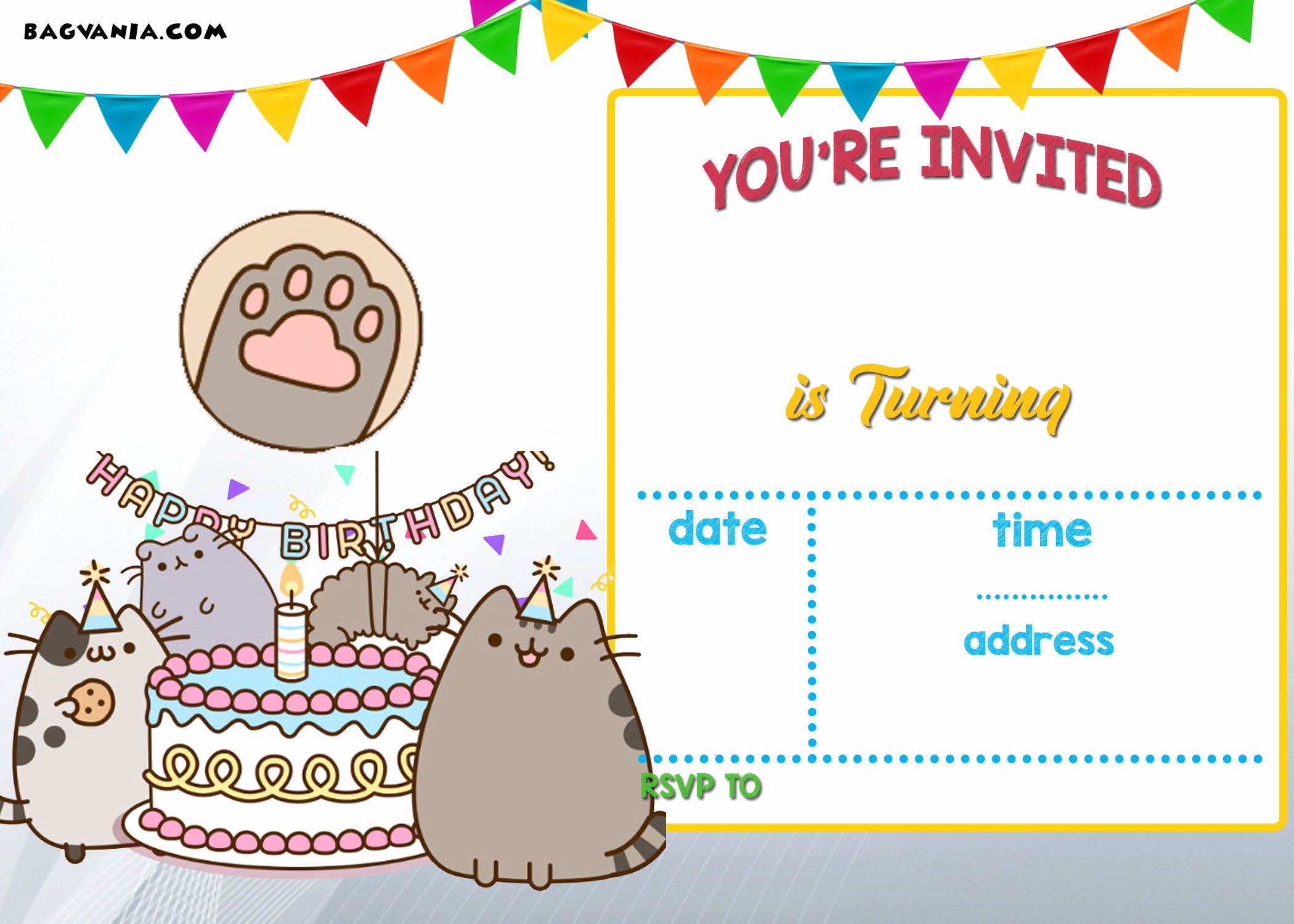 Free Party Invitation Templates Unique Free Printable Pusheen Birthday Invitation Template