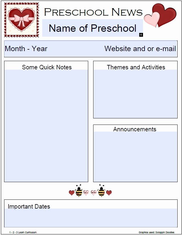 Free Preschool Newsletter Templates Elegant 1 2 3 Learn Curriculum Monthly Newsletter Templates
