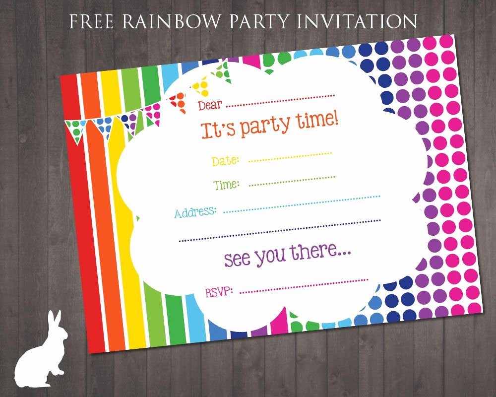 Free Printable Birthday Invitation Templates Beautiful Free Rainbow Party Invitation