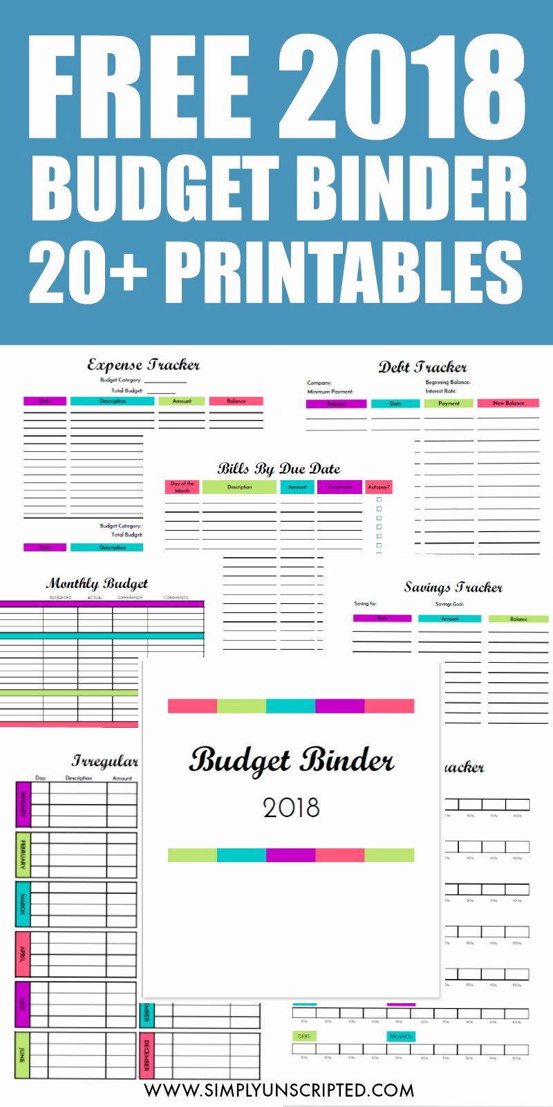 Free Printable Budget Templates Unique Free 2018 Bud Binder Printables Simply Unscripted