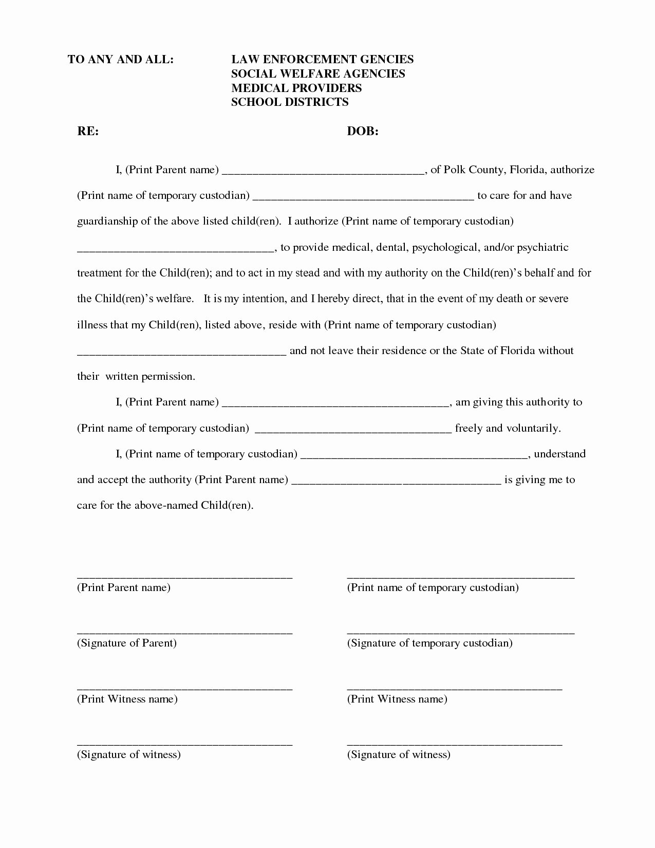 Free Printable Child Guardianship forms Awesome Temporary Child Custody Agreement form Quick Best S
