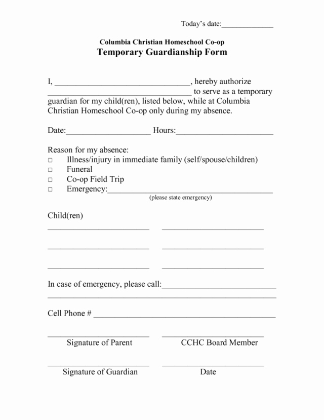 Free Printable Child Guardianship forms Fresh Temporary Guardianship form Free Download the Best