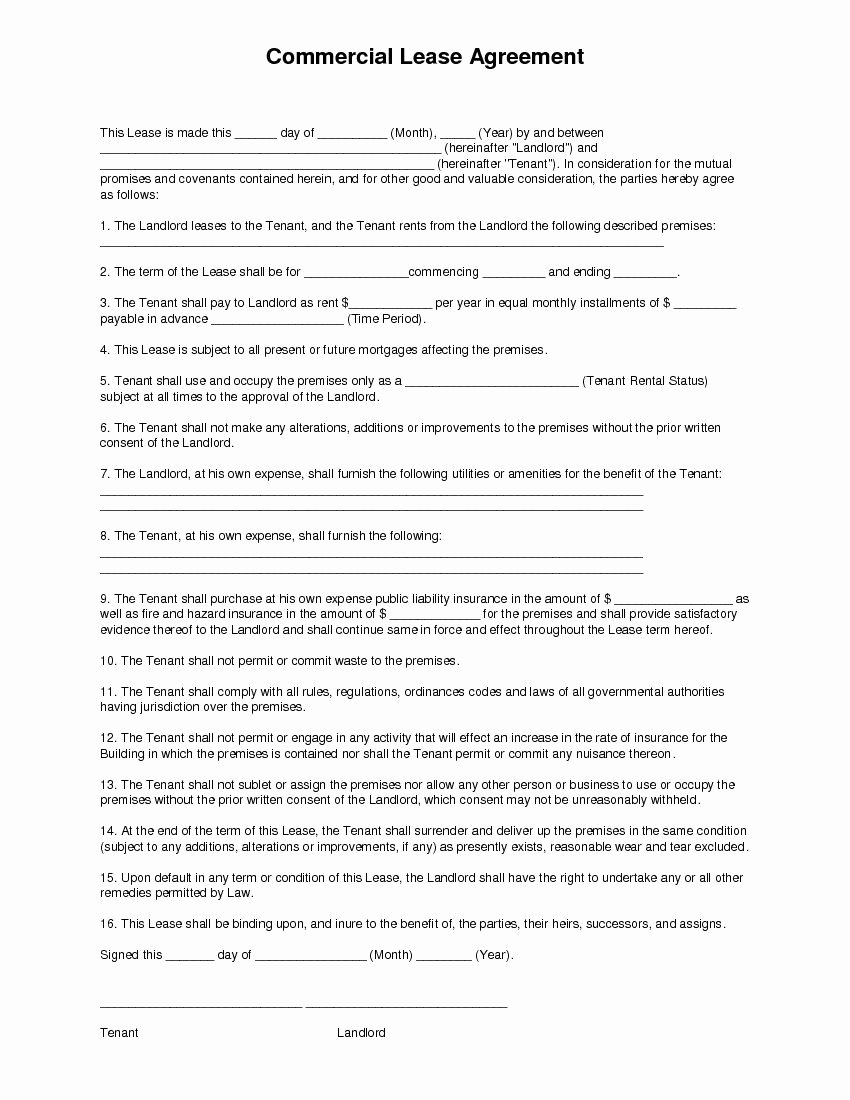 Free Printable Commercial Lease Agreement Inspirational Download Free Mercial Lease Agreement Printable Lease