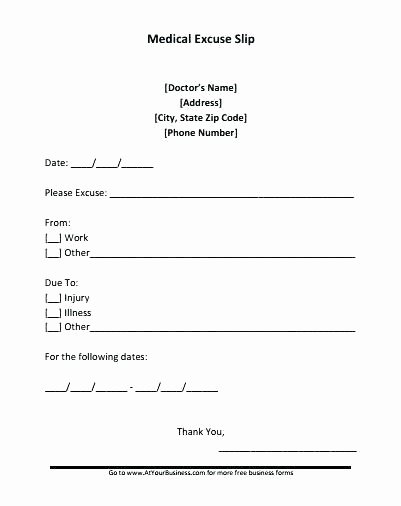 Free Printable Doctors Excuse New Doctors Excuse for Work Template – Automotoreadfo