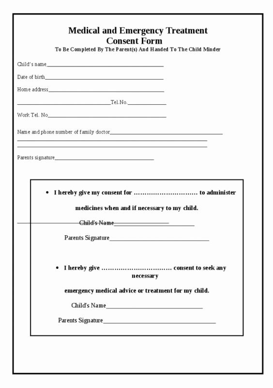 Free Printable Medical forms Awesome Free Printable Child Medical Consent form