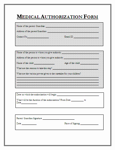 Free Printable Medical forms Best Of Sample Medical Authorization form Templates