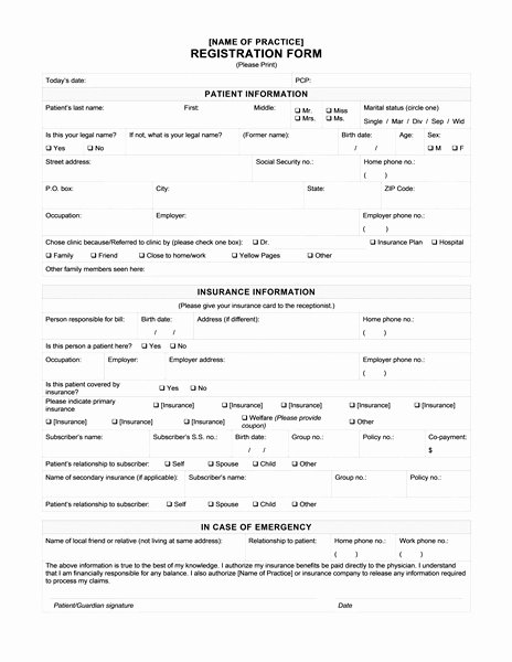 Free Printable Medical forms Elegant Registration form Template