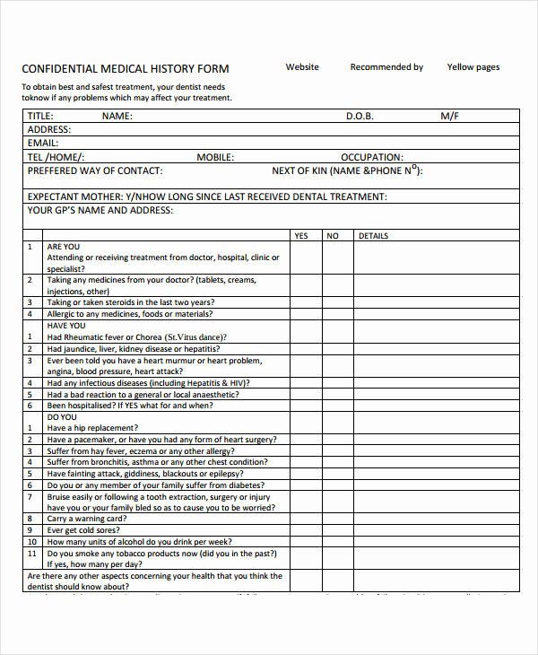 Free Printable Medical forms Lovely Medical History form 9 Free Pdf Documents Download