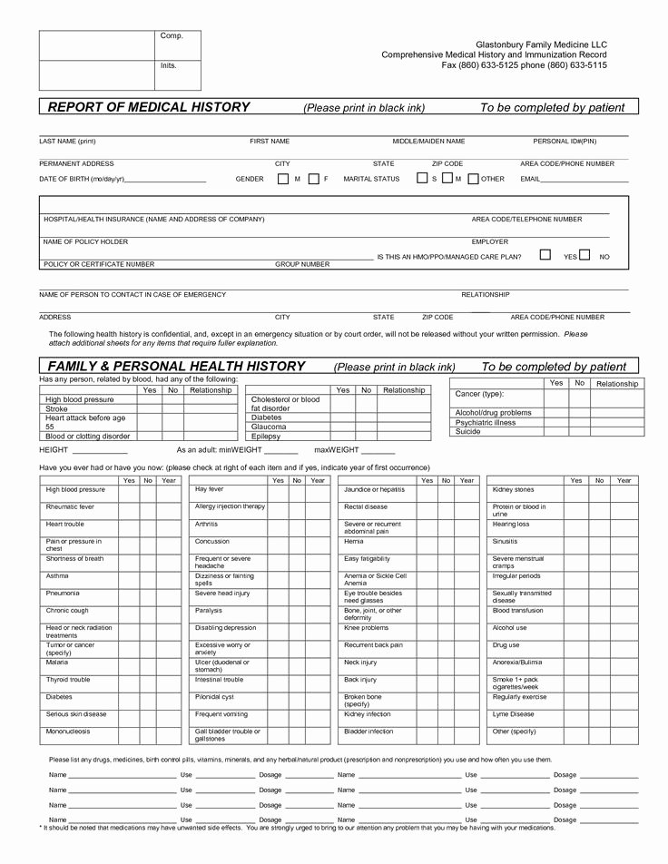 Free Printable Medical forms Luxury Best 25 Medical History Ideas On Pinterest