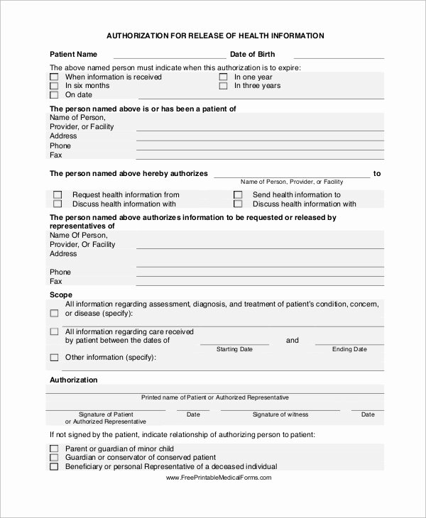 Free Printable Medical Release form Awesome Sample Medical Release form 9 Examples In Pdf