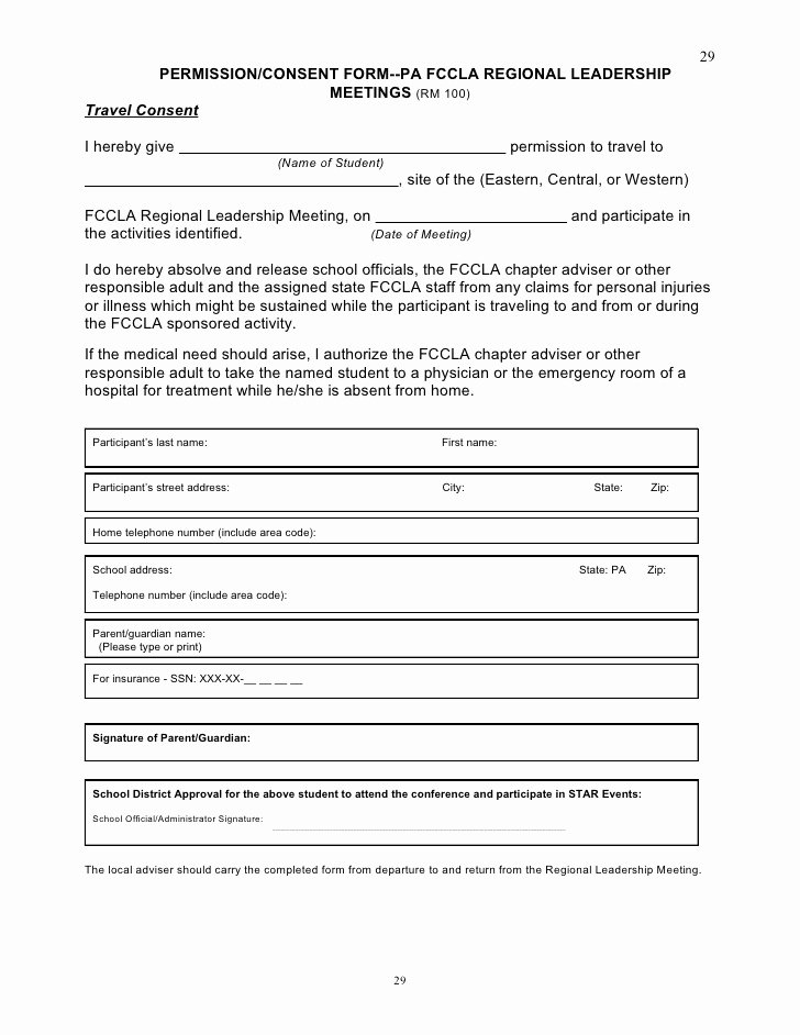 Free Printable Medical Release form Fresh Medical Release form for Child while Parents Out town