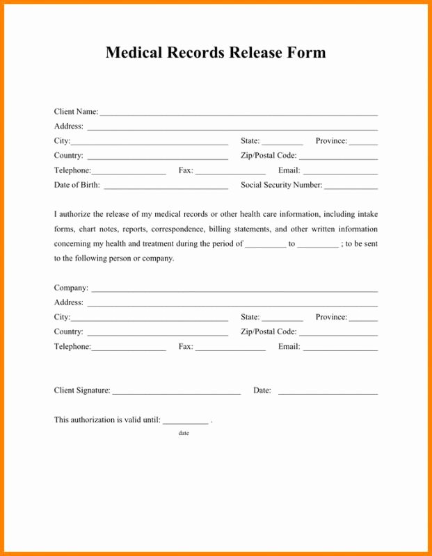 Free Printable Medical Release form Inspirational Medical Release form