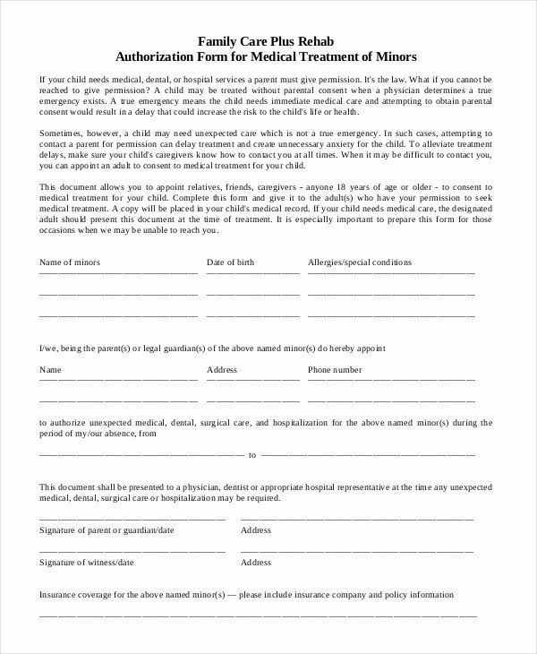 Free Printable Medical Release form Unique 10 Printable Medical Authorization forms Pdf Doc