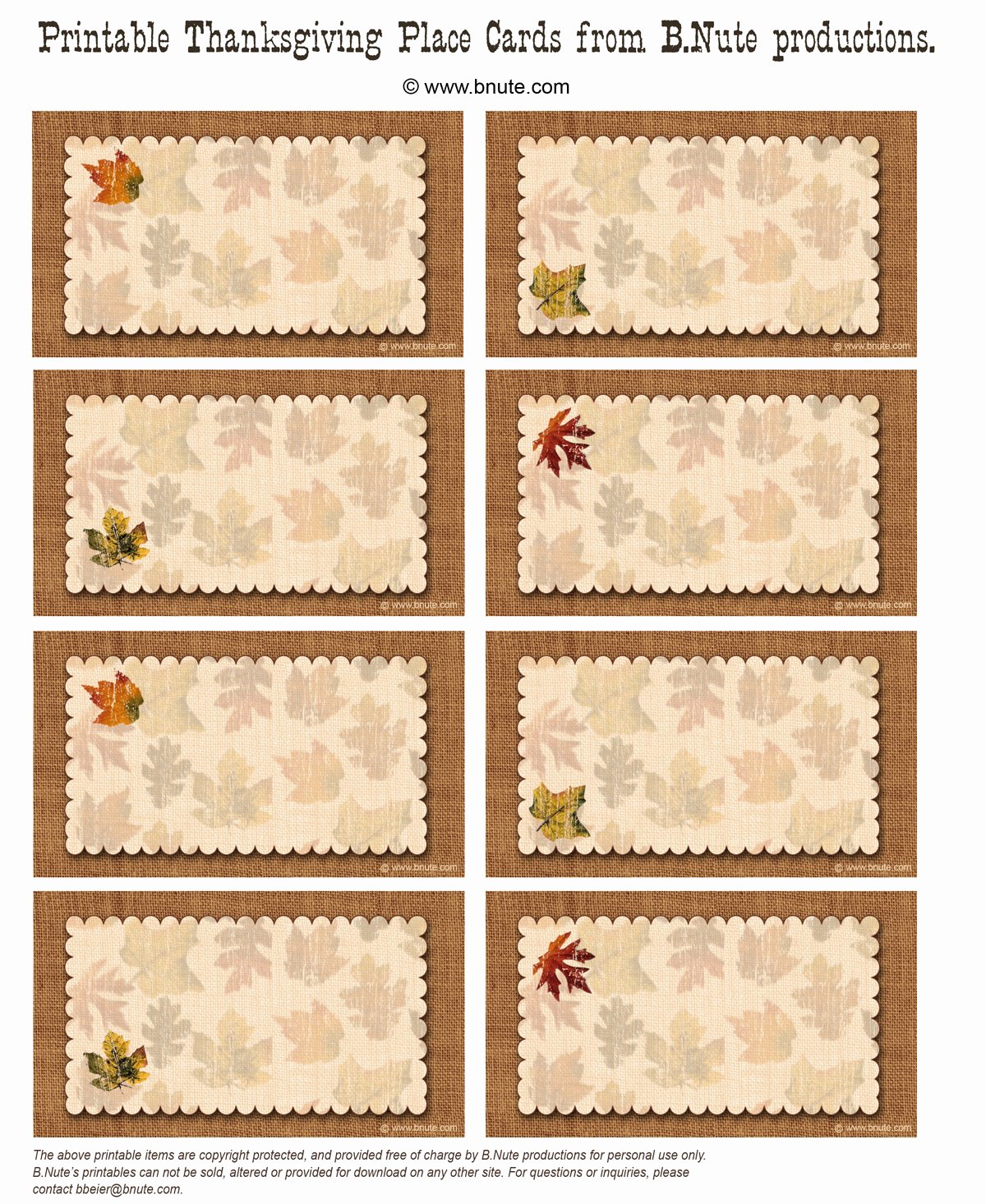 Free Printable Place Cards Luxury Bnute Productions Free Printable Autumn Place Cards