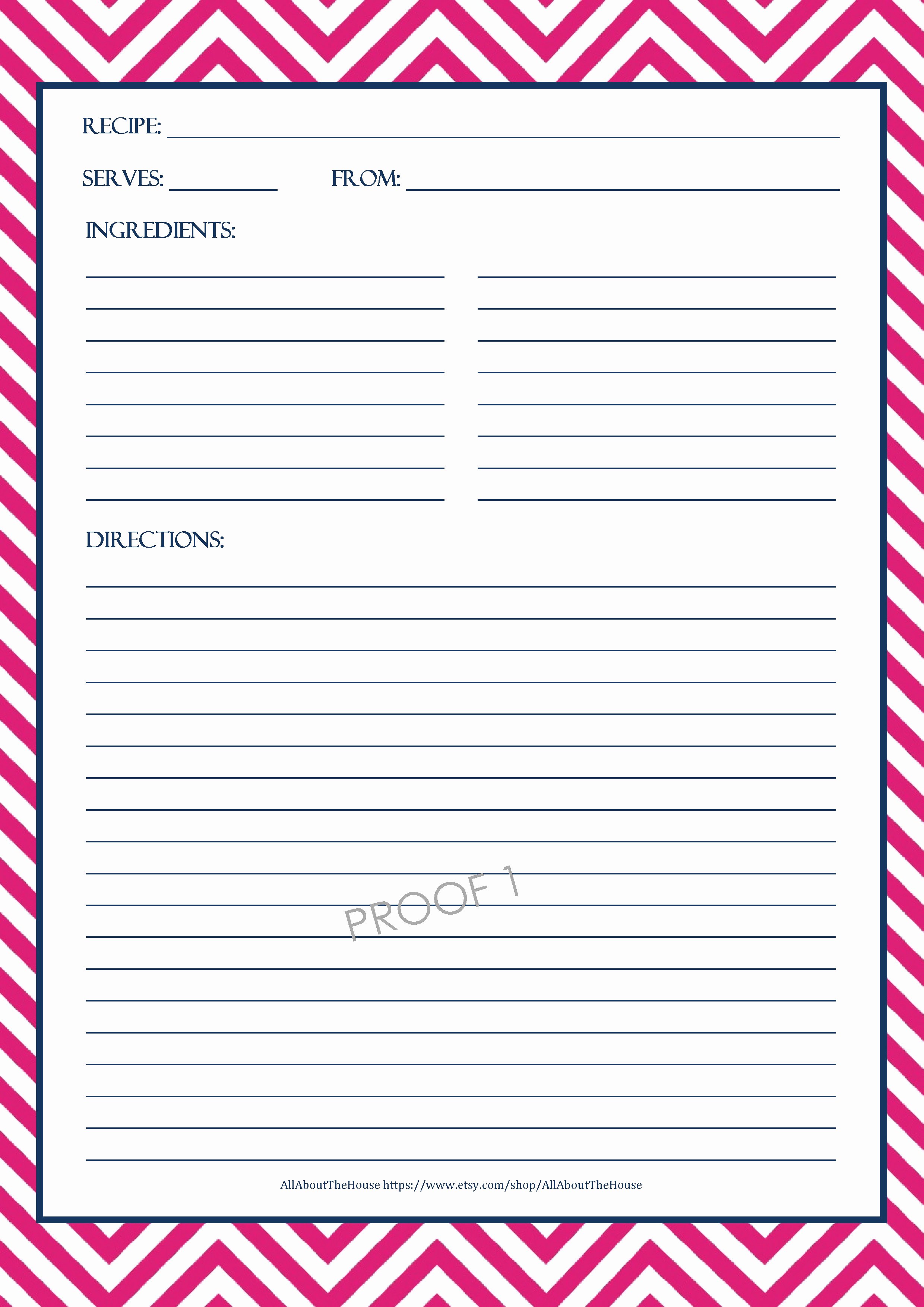 Free Printable Recipe Pages Lovely Chevron Recipe Sheet Editable