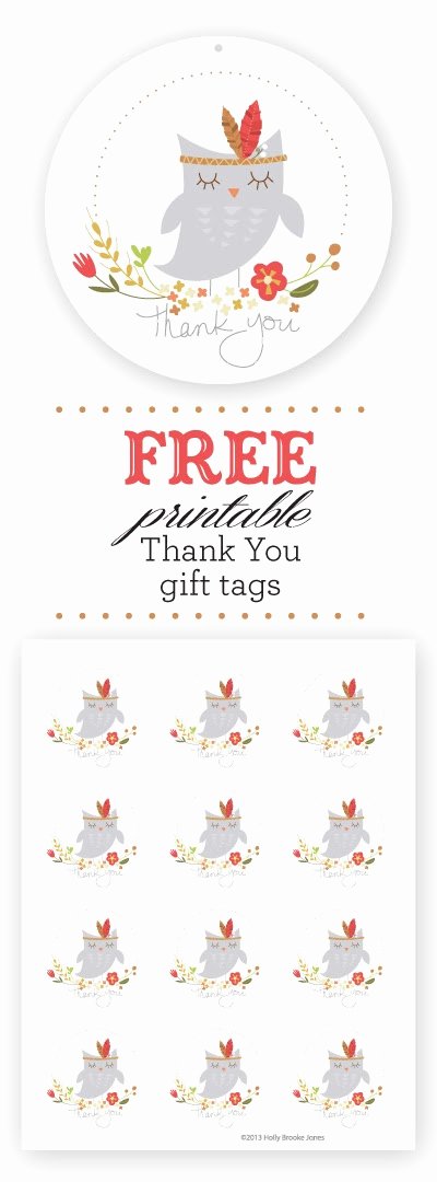 Free Printable Thank You Tags Best Of Holly Brooke Jones Free Owl Printable Thank You Gift Tags
