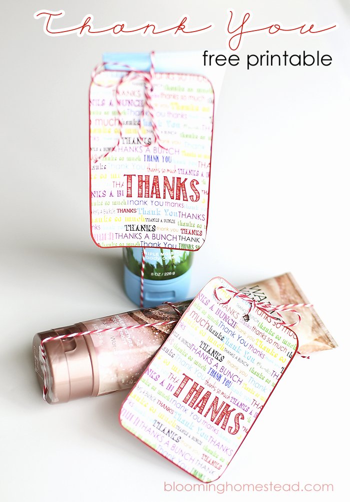Free Printable Thank You Tags New Free Printable Thank You Tags Blooming Homestead