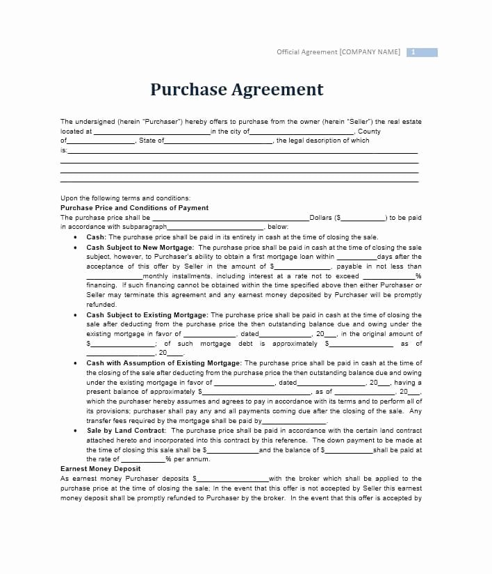 Free Real Estate Contract Inspirational 37 Simple Purchase Agreement Templates [real Estate Business]