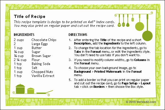 Free Recipe Card Templates Unique Free Printable Recipe Card Template for Word
