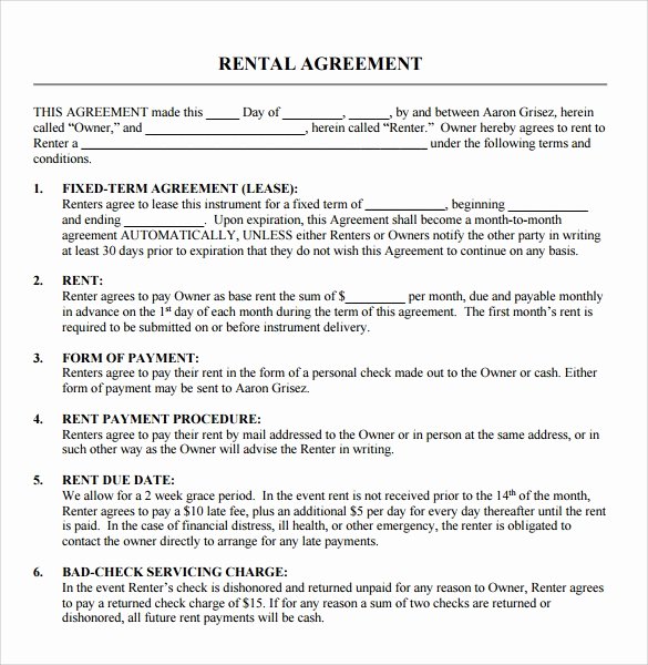 Free Rental Agreement Template New Sample Blank Rental Agreement 8 Free Documents In Pdf
