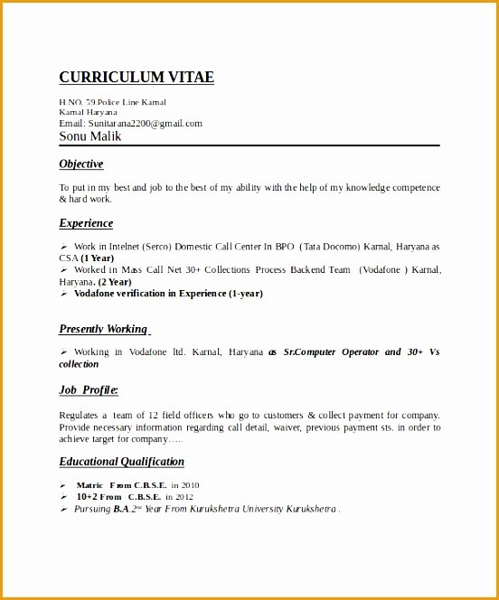Free Resume Templates Pdf Best Of 7 Bpo Resume Template Free Samples Examples &amp; format