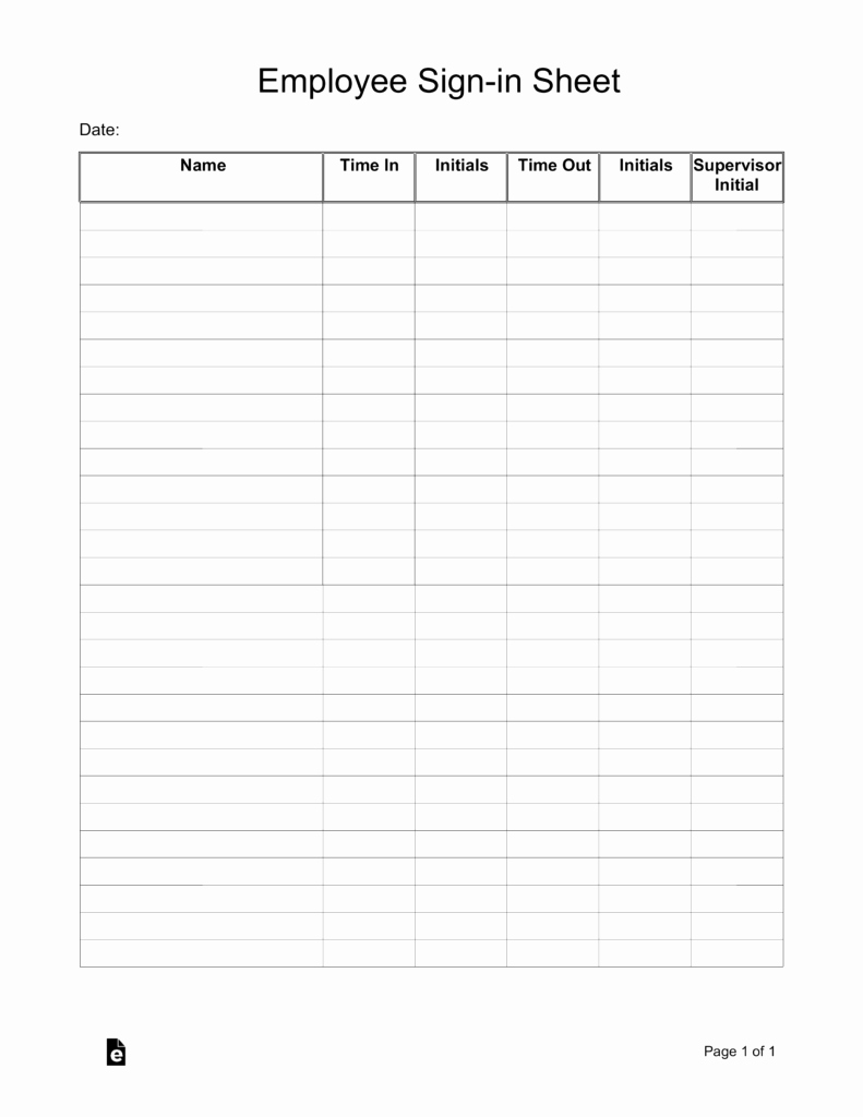 Free Sign In Sheet Template Fresh Employee Sign In Sheet Template