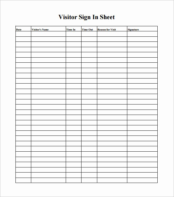 Free Sign In Sheet Template Inspirational 75 Sign In Sheet Templates Doc Pdf
