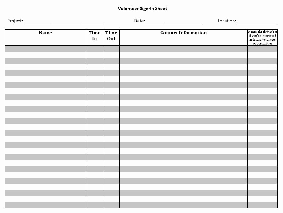 Free Sign In Sheet Template Lovely 10 Free Sample Volunteer Sign In Sheet Templates
