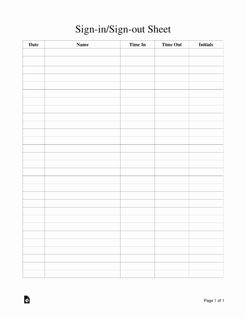 Free Sign In Sheet Template New Sign In Sign Out Sheet Template