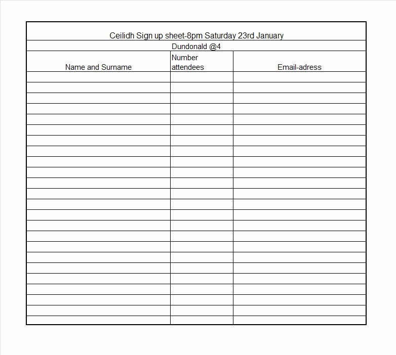 Free Sign In Sheet Template Unique 40 Sign Up Sheet Sign In Sheet Templates Word &amp; Excel