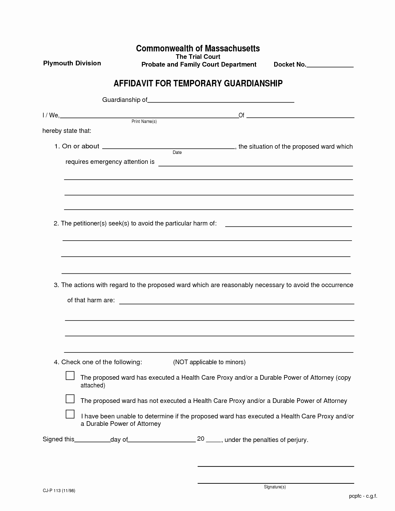 40 Free Temporary Guardianship form Desalas Template