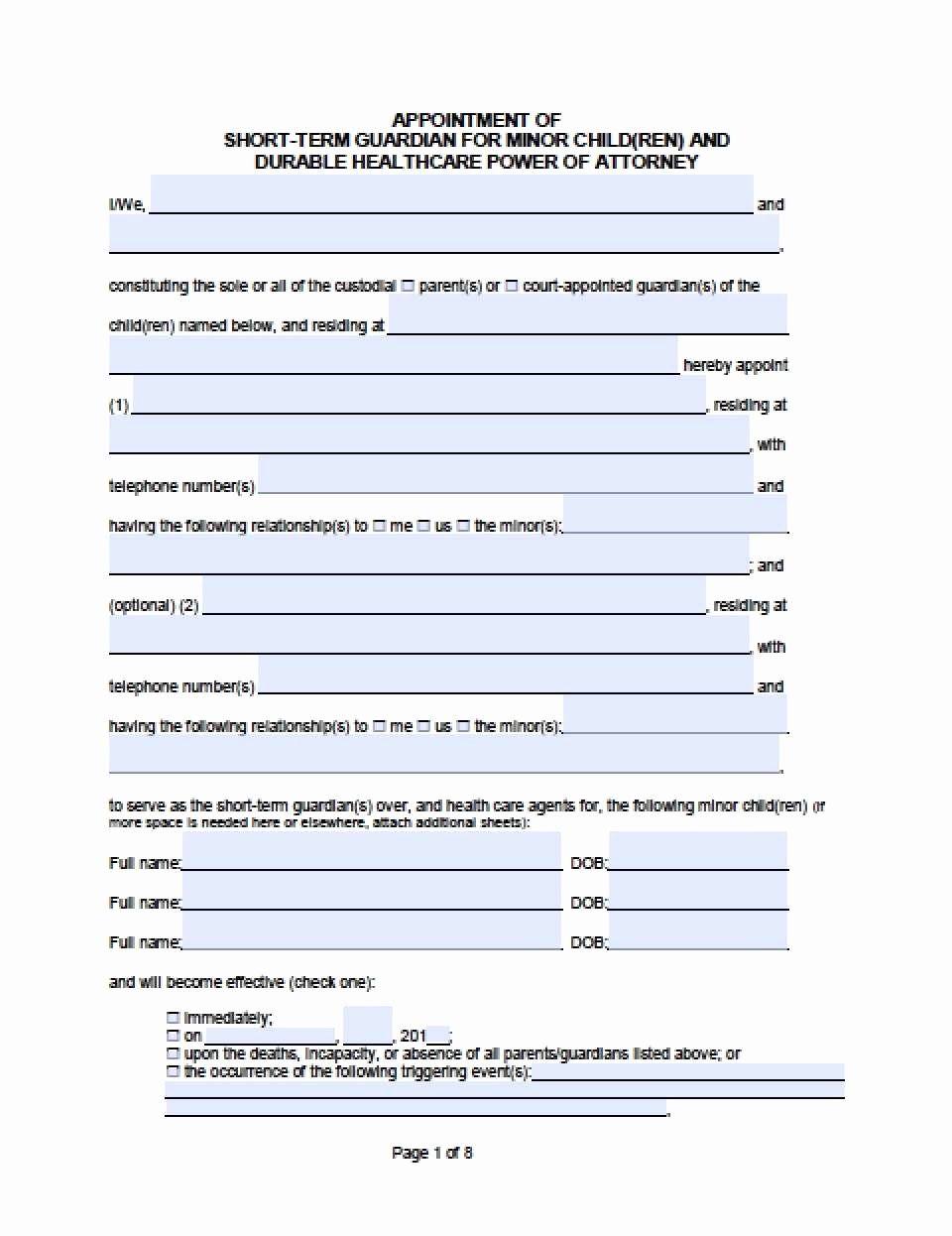 Free Temporary Guardianship form Luxury Temporary Guardianship Agreement form California Excellent