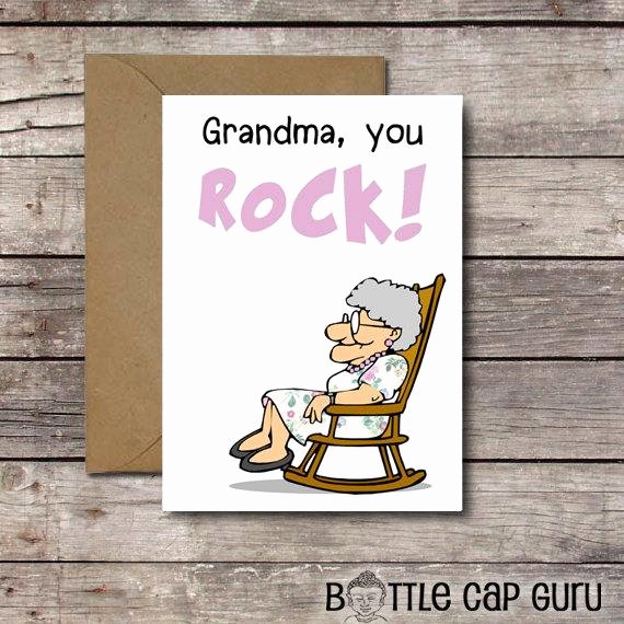 Funny Printable Birthday Cards Awesome Grandma You Rock Funny Printable Birthday Card for