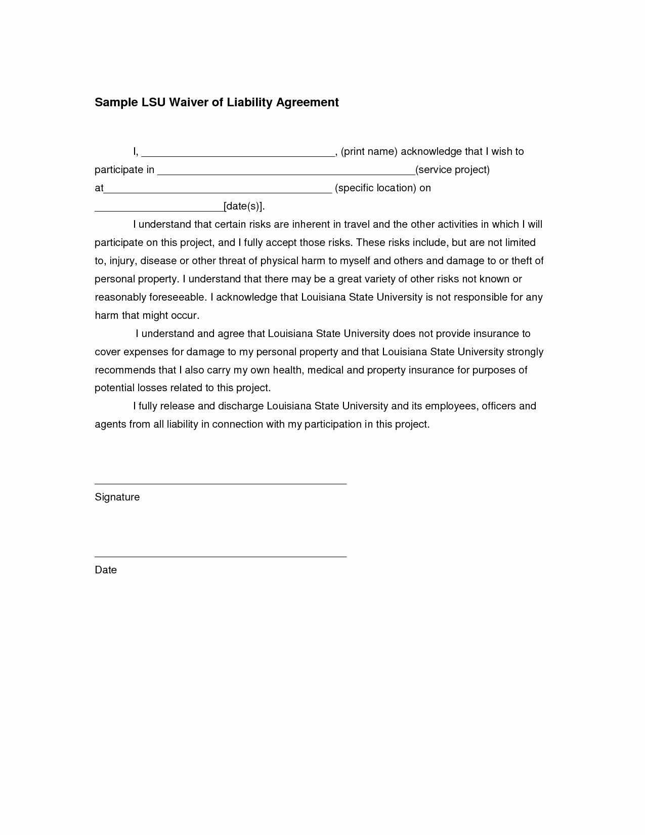 General Release form Template Fresh General Liability Release form Image – General Liability