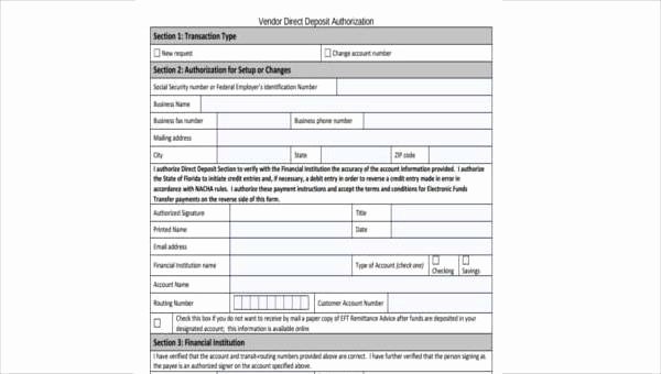 Generic Direct Deposit form Awesome Sample Direct Deposit Authorization forms 9 Free