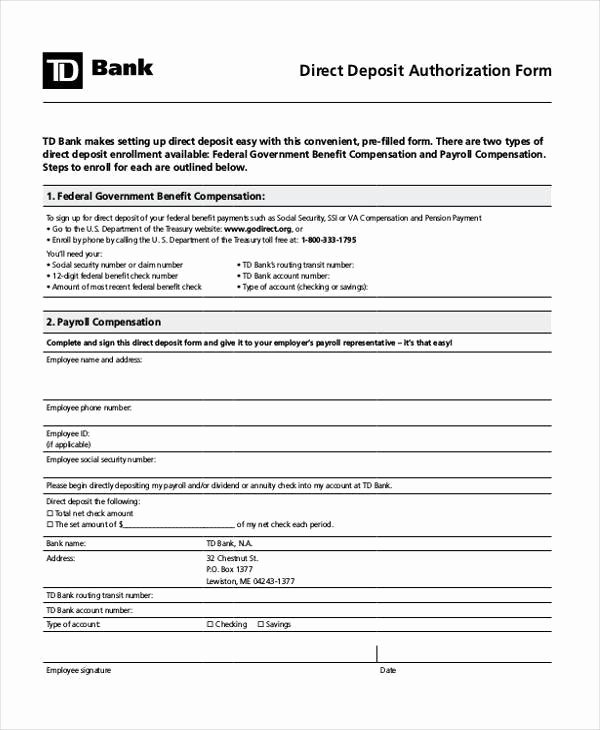 Generic Direct Deposit form Best Of Sample Authorization forms In Pdf 35 Free Documents In