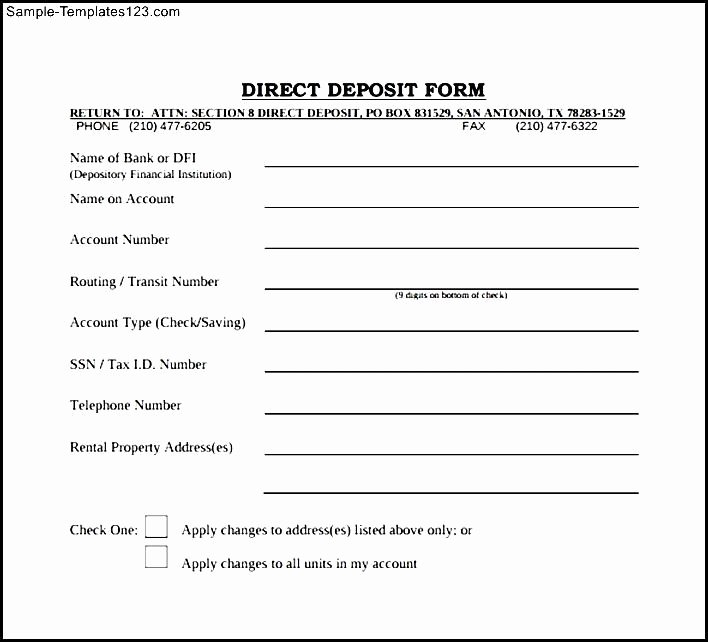 Generic Direct Deposit form Fresh Generic Direct Deposit form