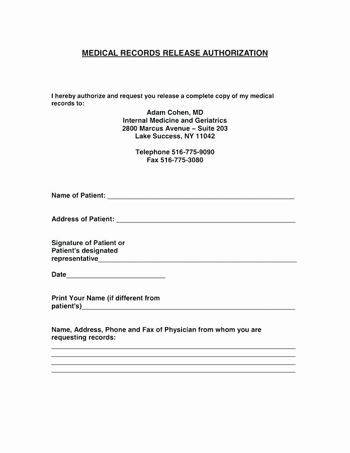 Generic Medical Records Release form Awesome 12 13 Release Of Medical Records Letter