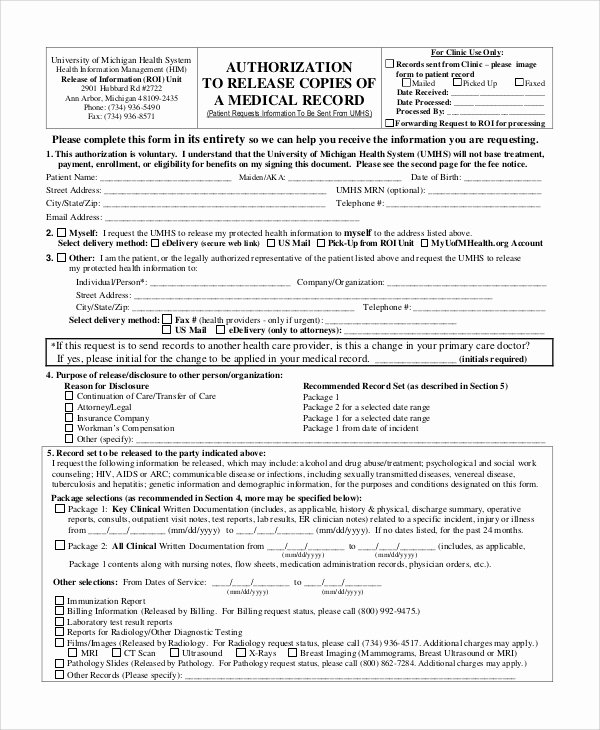 Generic Medical Records Release form Fresh Sample Medical Records Release form 9 Examples In Pdf Word