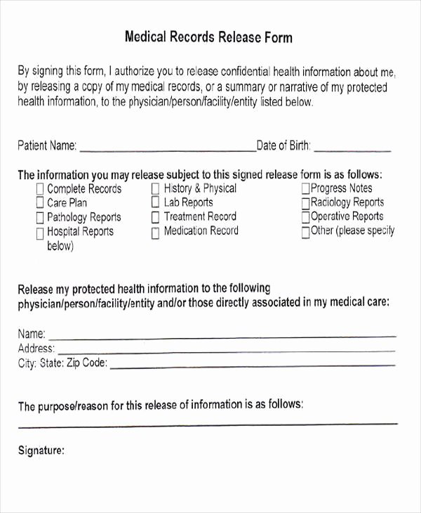 Generic Medical Records Release form Lovely 46 Free Medical forms