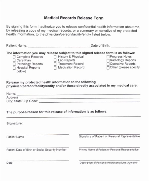 Generic Medical Records Release form Luxury 51 Sample Release forms