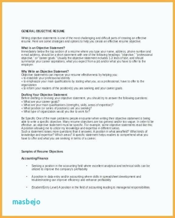 Generic Objective for Resume Beautiful Good General Objective for Resume – Emelcotest