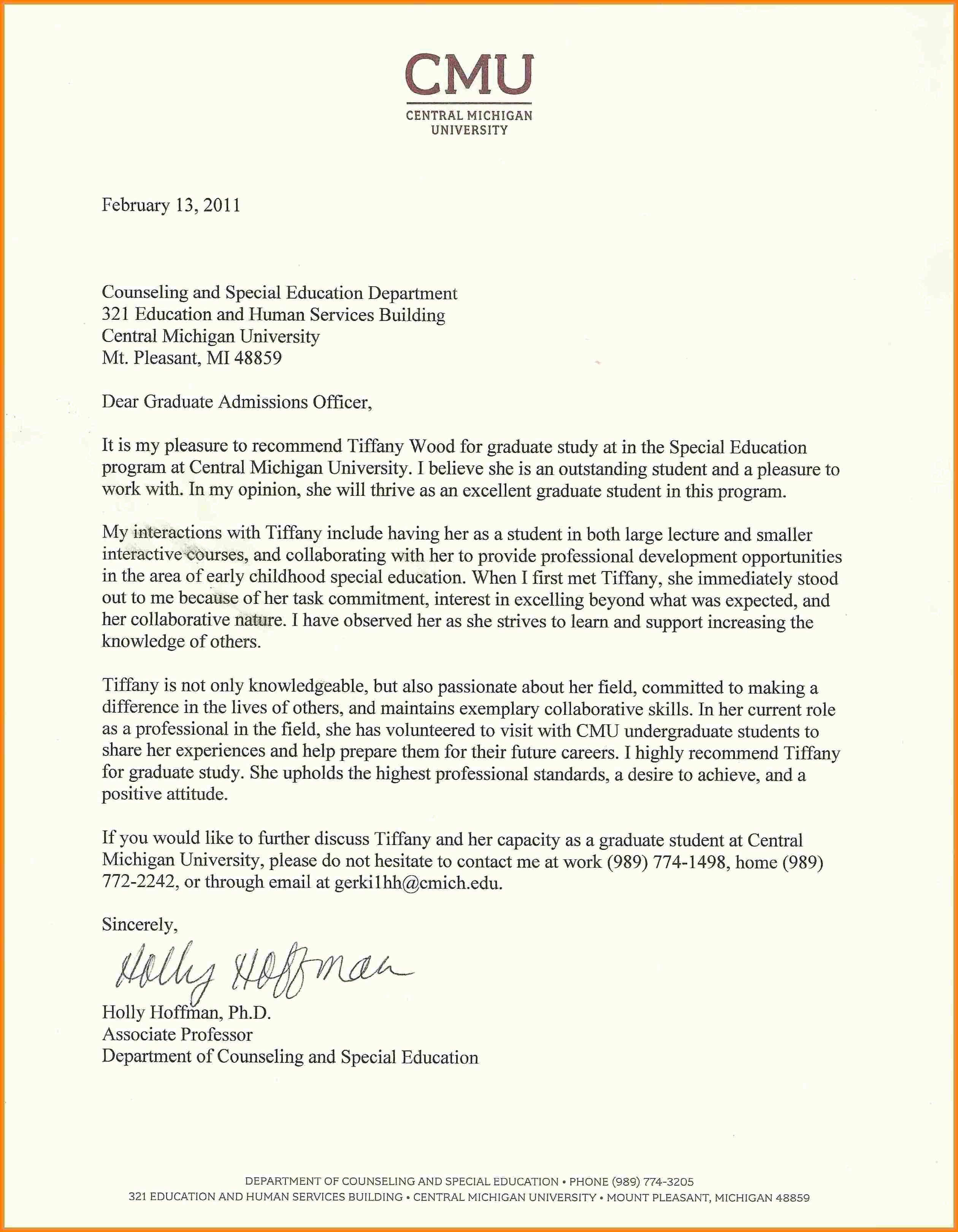 Grad School Letter Of Recommendation Fresh 5 Grad School Re Mendation Letter From Employer